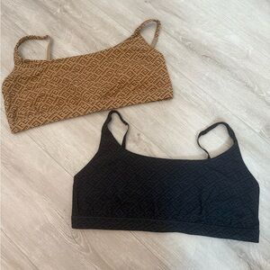 SKIMS x Fendi Tan and Black Logo Bralette Duo